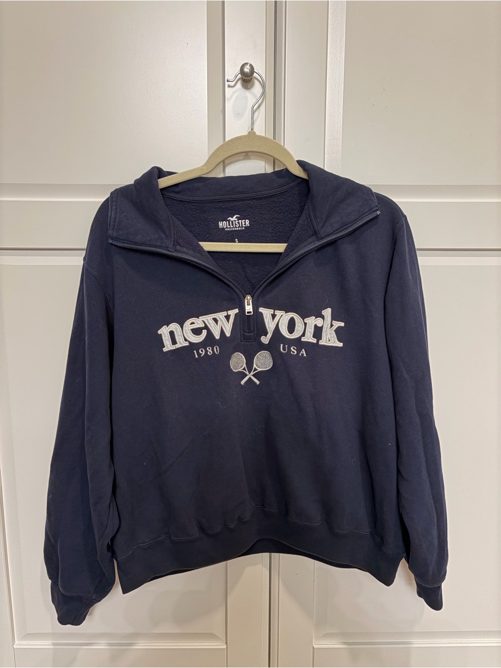 Hollister Navy Quarter-Zip 'New York' Pullover